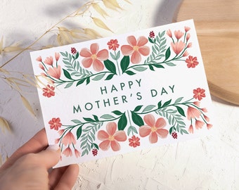 Floral Mother's Day card, Happy Mother's Day Card, Floral Card, Love you Mum card