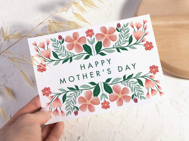 Floral Mother's Day card, Happy Mother's Day Card, Floral Card, Love you Mum card image 1