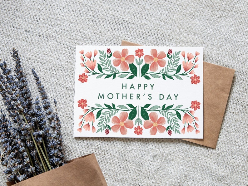Floral Mother's Day card, Happy Mother's Day Card, Floral Card, Love you Mum card image 2