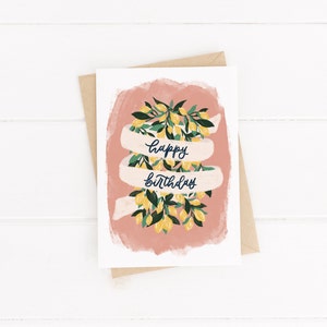 Citroen verjaardagskaart, Happy Birthday kaart Bloemen verjaardagskaart, Botanische verjaardagskaart, Verjaardagskaartpakket