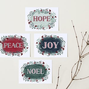 Paquete de tarjetas de Navidad, tarjetas de Navidad Wreath, tarjetas de Navidad Scandi, tarjetas de Navidad coloridas, tarjetas de Navidad botánicas