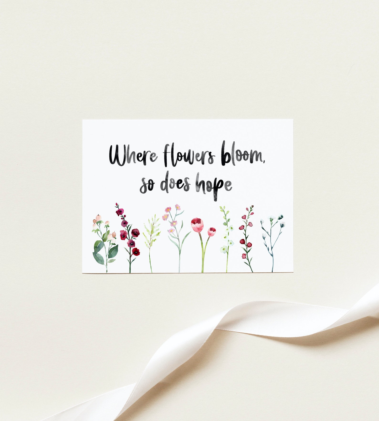 Where Flowers Bloom so Does Hope Print Floral Meadow Print Etsy