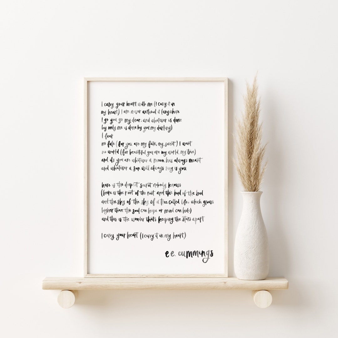 Gedichtprint EE Cummings 'I Carry Your Heart' - huwelijkscadeau - Etsy  België, image size:1080x1080