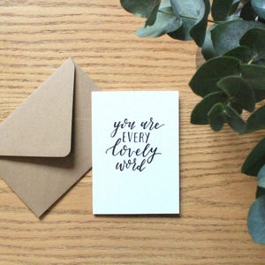 You are every lovely word card hand lettered card typography 画像 2