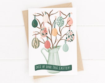 Easter cards, Sending lots of love card, Easter egg cards, Easter tree, Floral Easter egg card, Easter cards pack, Easter cards UK