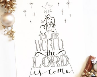 Joy to the World Christmas card multipack - Carte de Noël tirée à la main - Typographie dessinée à la main - Type par Alice
