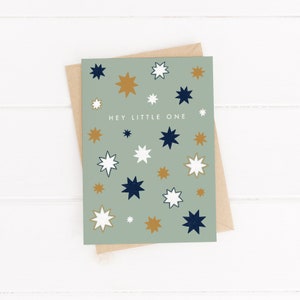 Hey little one star card, New baby card, Welcome to the world card, Baby shower card, Star card