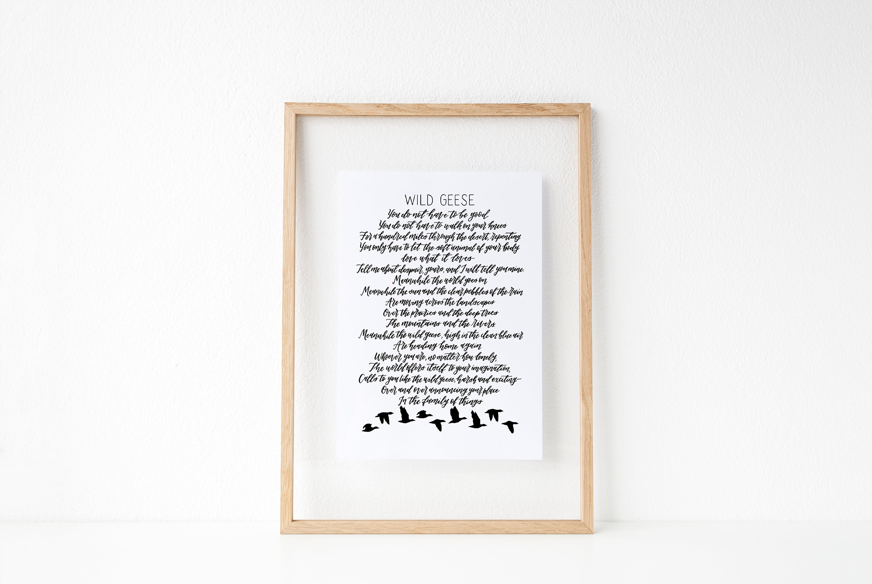Wild Geese Print Mary Oliver Print Hand Lettered Print Etsy UK