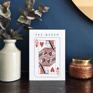 Sì carta regina, carta Amicizia, carta Galentines, Regina di cuori, Carte amicizia divertente, Solo perché le carte
