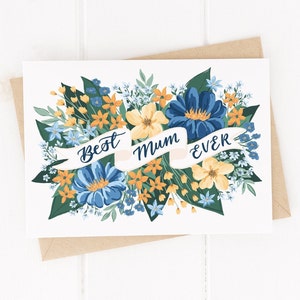 Tarjeta de la mejor mamá de todos los tiempos, tarjeta floral del Día de la Madre, Tarjetas para mamás, Tarjeta del Día de la Madre Feliz, Tarjeta Floral, Tarjeta Love you Mum