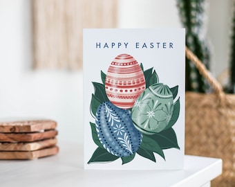 Happy Easter card, Easter cards, Easter egg cards, Easter egg pattern card, Easter cards pack, Easter cards UK, Easter decor