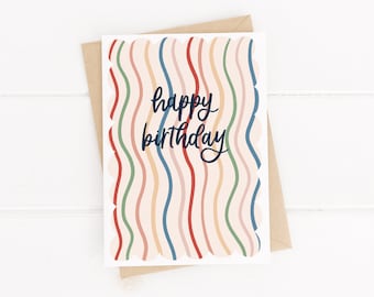 Colourful Squiggle Happy Birthday Card