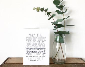 May the God of hope card - hand lettered greetings card - Romans 15:13 - Type by Alice