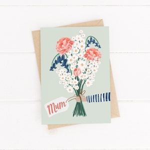 Bloemen Moederdag kaart, Bloemenboeket kaart, Kaarten voor moeders, Gelukkige Moederdag Kaart, Bloemenkaart, Hou van je moeder kaart