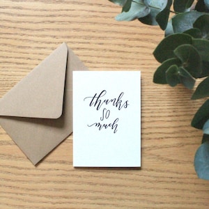 Thanks so much card - hand lettered thank you card - typography