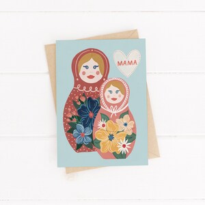 Carte poupées gigognes russes, carte de fête des mères, carte de maman, cartes pour mamans, carte de bonne fête des mères