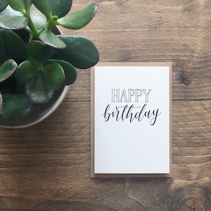 Tarjeta de feliz cumpleaños, tarjeta de cumpleaños, tarjeta de cumpleaños minimalista, cumpleaños monocromo, tarjeta de cumpleaños simple