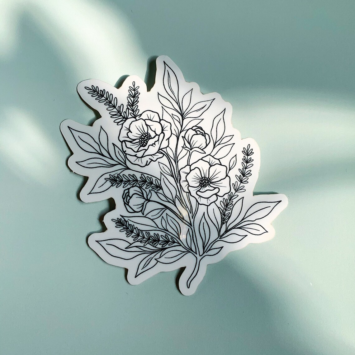 Floral vinyl sticker Pretty stickers Cute flower sticker Etsy