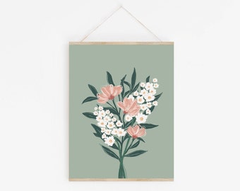 Floral wall art - Daisy and peony print - flower wall art - flower print