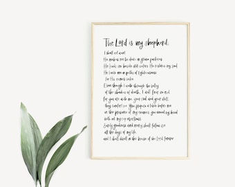 Psalm 23 Christian wall art - The Lord is my Shepherd wall art - Christian gifts - Christian artwork - Christian prints