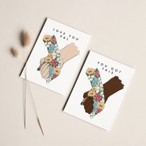 Cartão te amo, cartão Só porque, cartão de amizade, cartão Galentines, cartão floral, cartão de envio de amor, pacote múltiplo de cartões