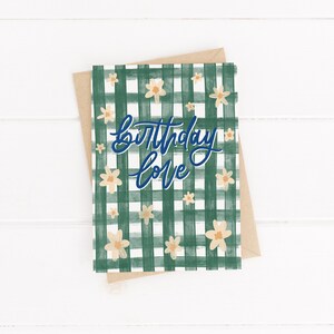 Geburtstagskarte, Blumen Geburtstagskarte, Gingham Geburtstagskarte, Happy Birthday Karte