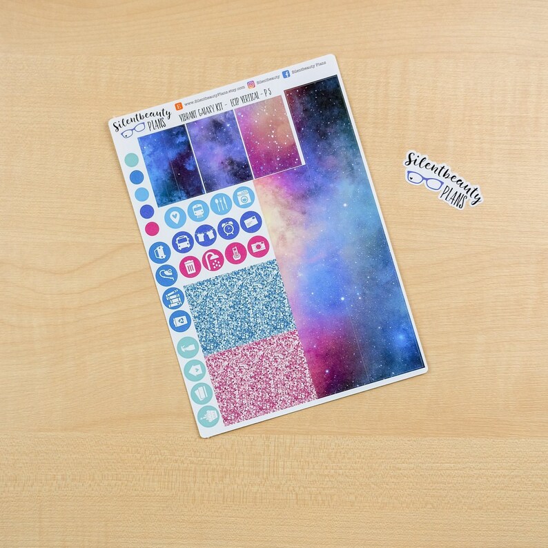 Vibrant Galaxy Sticker Kit UK Vertical EC Life Planner Vertical Planner Stickers