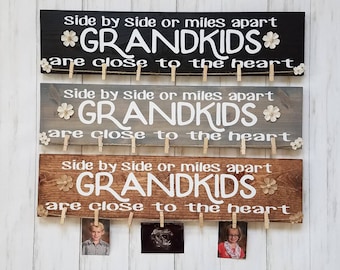 Side by Side or miles apart Grandkids sign-Grandchildren Sign-grandpa sign-great grandma gift-Grandparents gift -mom-pregnancy announcement