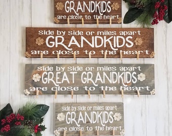 Wood Photo Holder, Photo Hanger, Grandparent Signs, Grandkids sign, Mothers day Gifts, Great Grandma gift