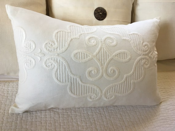 Off-white Embroidered Pillow Cover Beacon Hill Fabric | Etsy