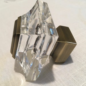Beveled Glass Square Finial, Rod and Ring Set