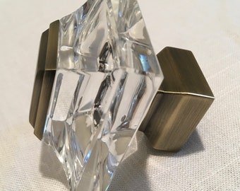 Beveled Glass Square Finial, Rod and Ring Set