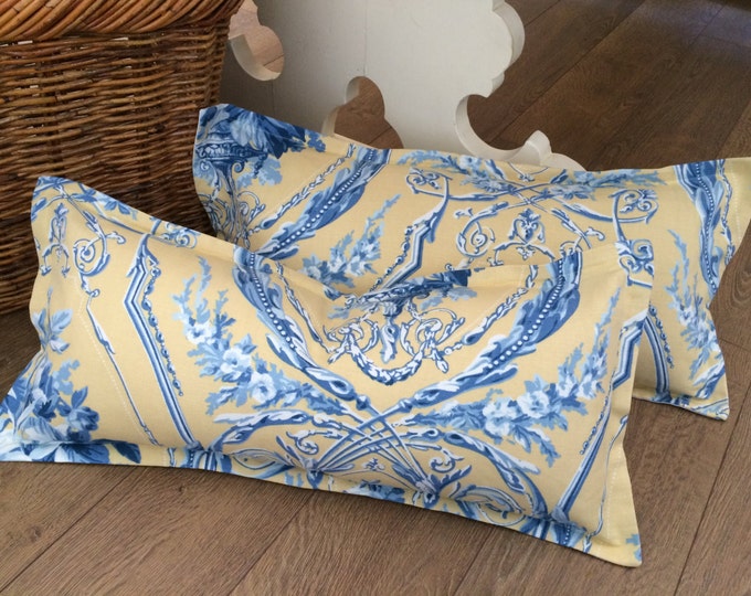 Beautiful 12 X 24 Yellow and Blue Toile Pillow Etsy