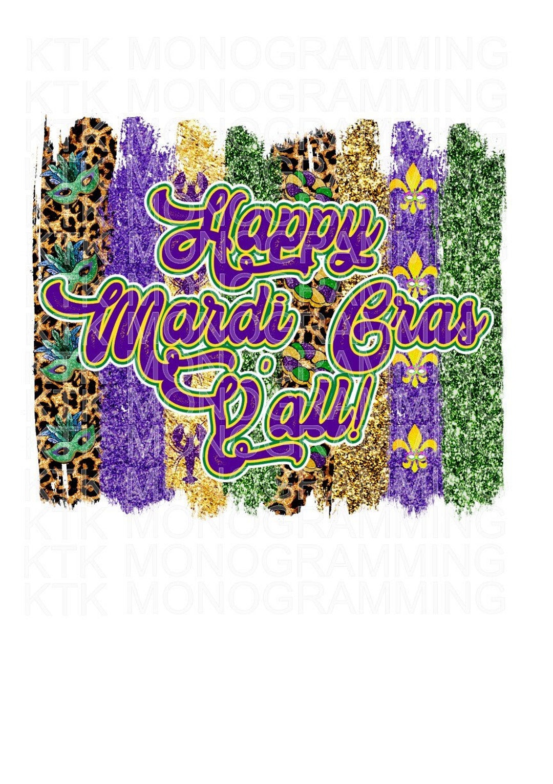 Mardi Gras Happy Mardi Gras Yall Strokes Leopard Purple Green Etsy