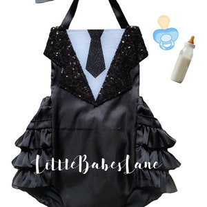 Boss Baby Inspired Romper, toddler romper, little black dress, baby romper, princess romper, black sequin, tutu dress, tutu, girls, black