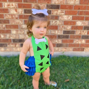 Pebbles Flintstones Inspired Romper, baby girl romper, toddler girl romper, first birthday outfit, cake smash romper, toddler girl clothes