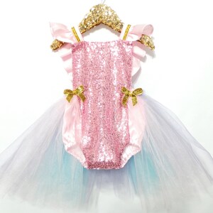 Our Cotton Candy Glizt Romper / Romper / Girls Romper First Birthday Outfit