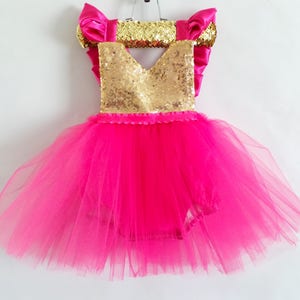 Hot Pink Princess Romper, baby romper, toddler romper, tutu dress, girls dresses, tutu, sequin romper, hot pink, ruffle romper