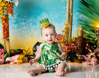 Tropical Summer Set / First Birthday / 2nd Birthday / Girls coming home outfit / Halter top / Summer dress / Baby girl clothes