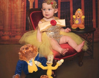 Belle Inspired Romper, baby romper, toddler romper, Disney dress, boho dress, belle dress, princess romper, beauty and the beast, tutu