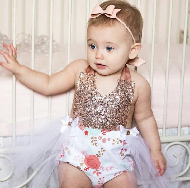 Rose Gold Floral Romper baby romper toddler romper first Etsy