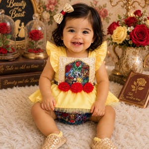 Combi-short inspiré Belle, coton fleuri, robe de princesse