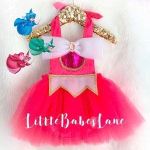 Sleeping Beauty Inspired Romper, Princess Aurora dress, Princess Aurora Costume, Princess Dress, First Birthday Outfit Girl, First Birthday