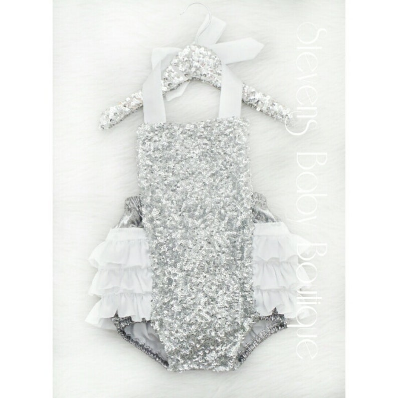 Silver Sequin Romper Baby Romper Toddler Romper Sitter Etsy
