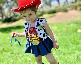 Woody Inspired Romper & Vest / Toy Story / Wood / Disney / Costume / First Birthday Outfit / Baby Girl Outfit / Toddler Girl Outfit / Romper