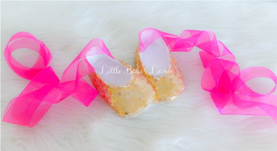 Sequin Ballerina Shoes, Toddler Girl Shoes, Baby Girl Shoes, Gold
