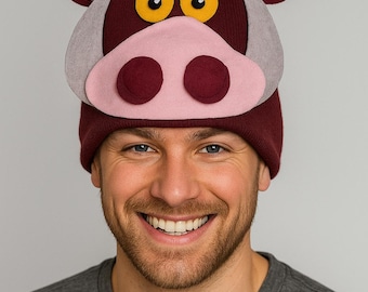 pumbaa beanie, pumbaa costume, lion king hat, lion king costume, lion king kid costume, lion king adult costume, timon beanie, timon costume