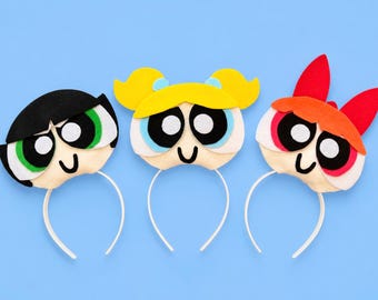 Disfraz de las Chicas Superpoderosas, Halloween de las Chicas Superpoderosas, diademas de las Chicas Superpoderosas, disfraz de Burbuja, disfraz de Flor de Cáliz, disfraz de Bellota