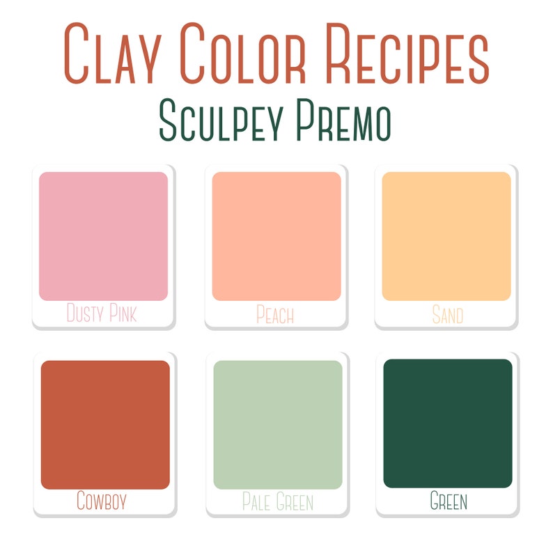 Clay Color Recipes Polymer Clay Color Recipes Sculpey Etsy