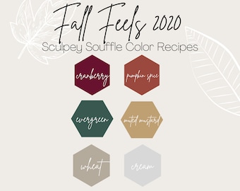 Libro electrónico de recetas de colores de arcilla polimérica - Fall Feels 2020 Recetas de colores de arcilla polimérica, tutorial de mezcla de colores de arcilla polimérica, soufflé esculpido